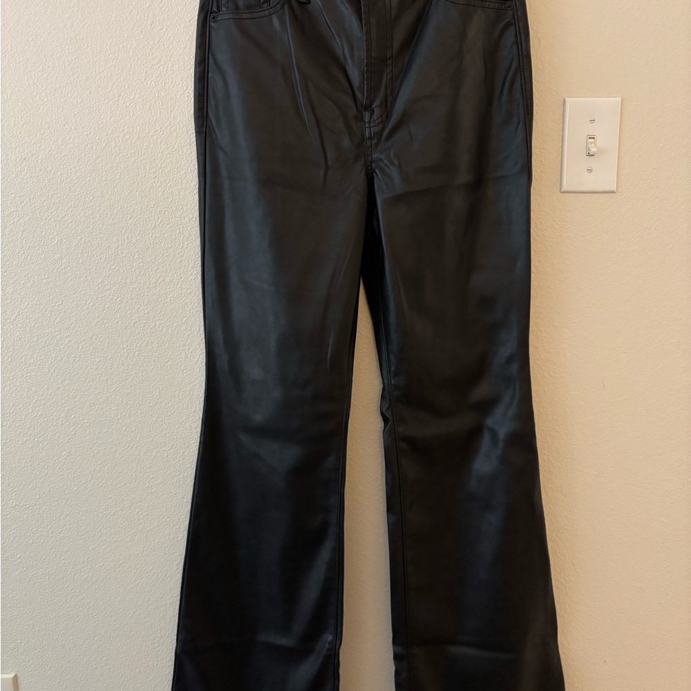 Old Navy Black Faux Leather Flare Pants